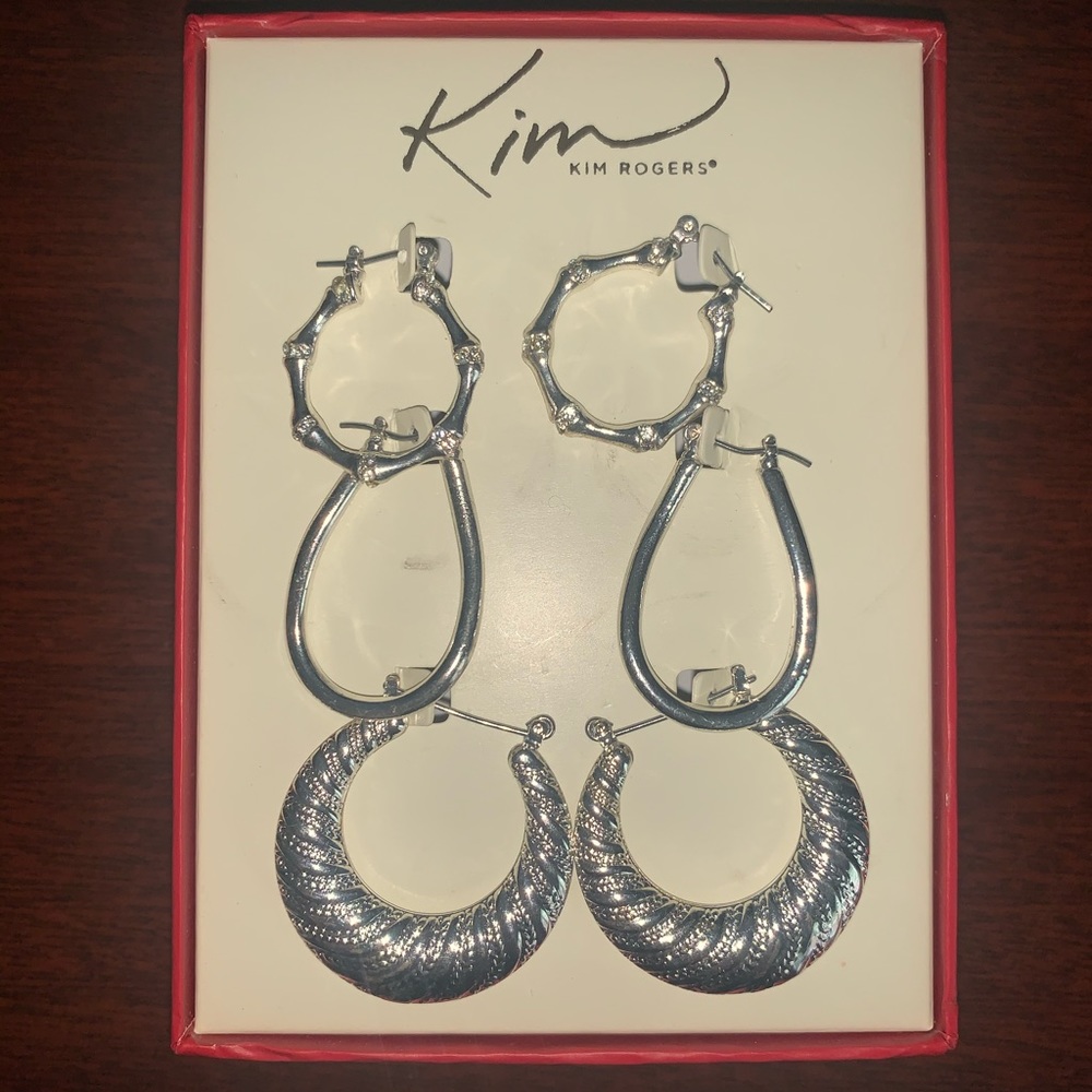 Kim Rogers Silver Hoop Earring Set